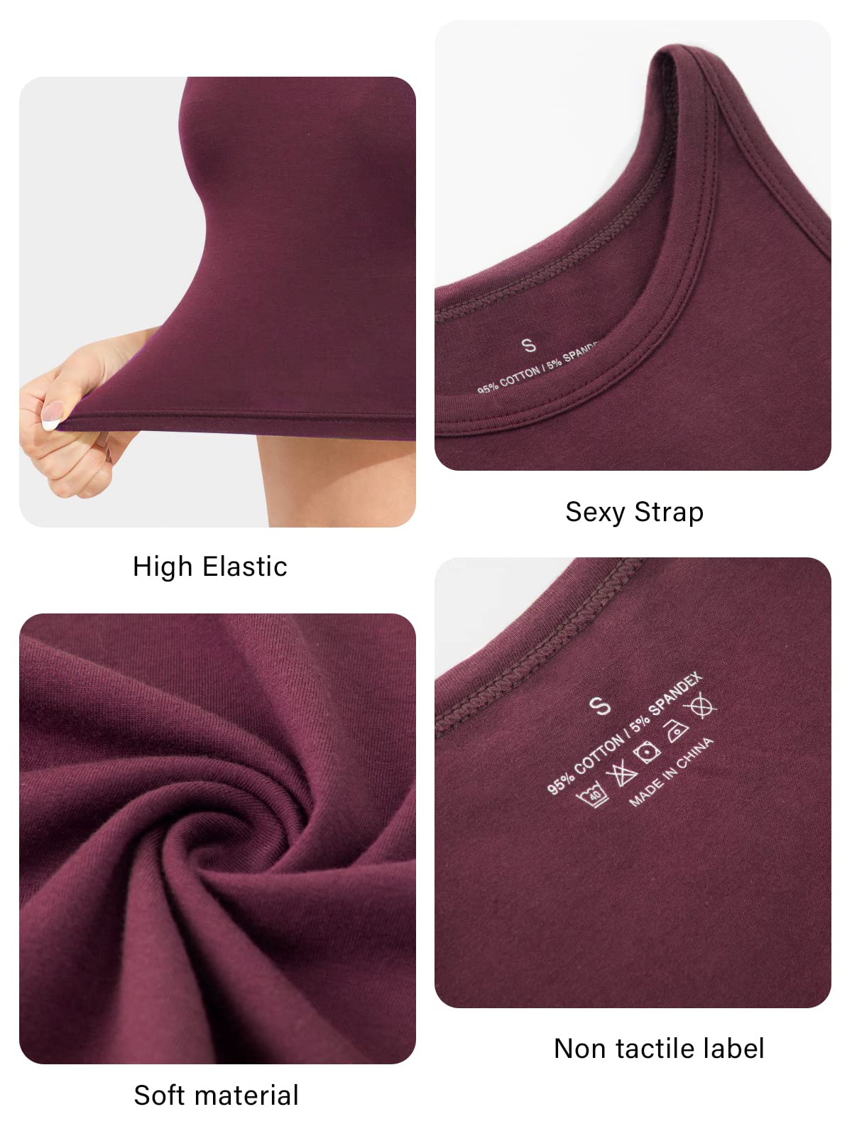 Kole Meego 4 Pack Women's Cotton Crop Tops - Breathable Workout Tank Tops for Yoga, Gym & Summer Outfits | Comfortable Casual Wear for Women