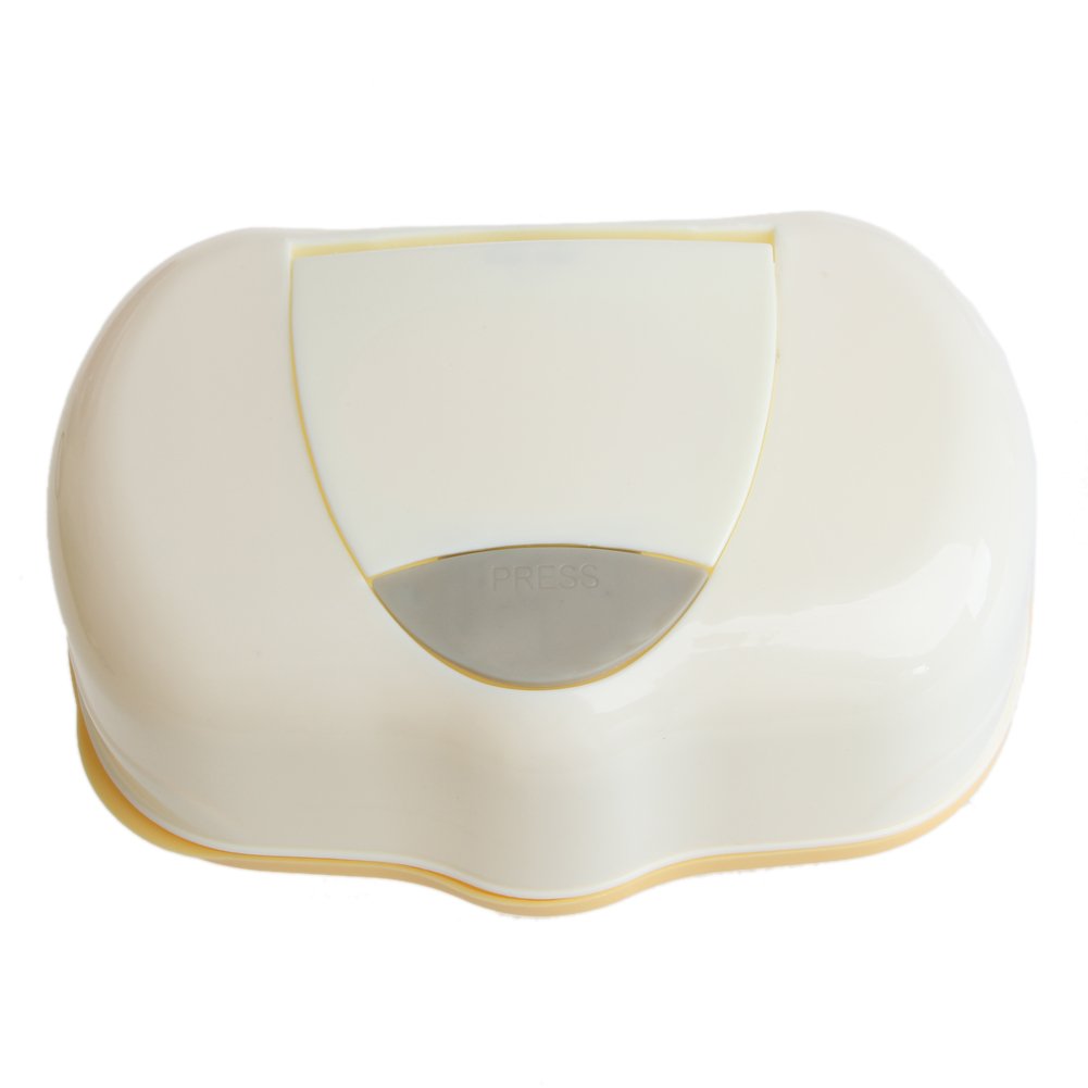 Kamonda Plastic Wet Wipes Storage Case - Refillable Container for 80 Sheets | Yellow Wipes Holder | Perfect for Baby Care, Travel & Home Use