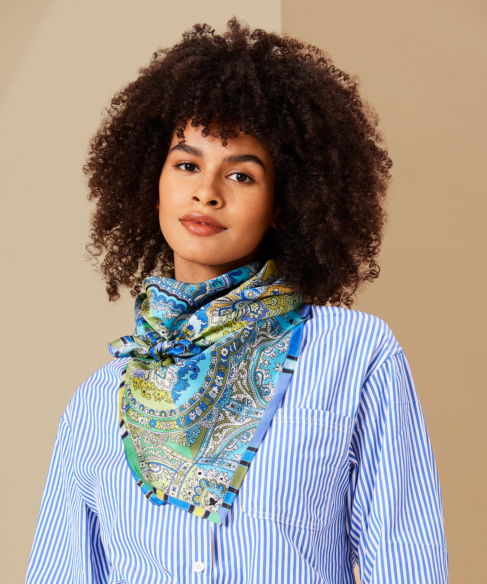 Stylish Colorblock Paisley Square Scarf - Fashionable Lightweight Womens Accessory for Fall, Winter & Spring Outfits - Perfect for Office, Travel and Casual Wear