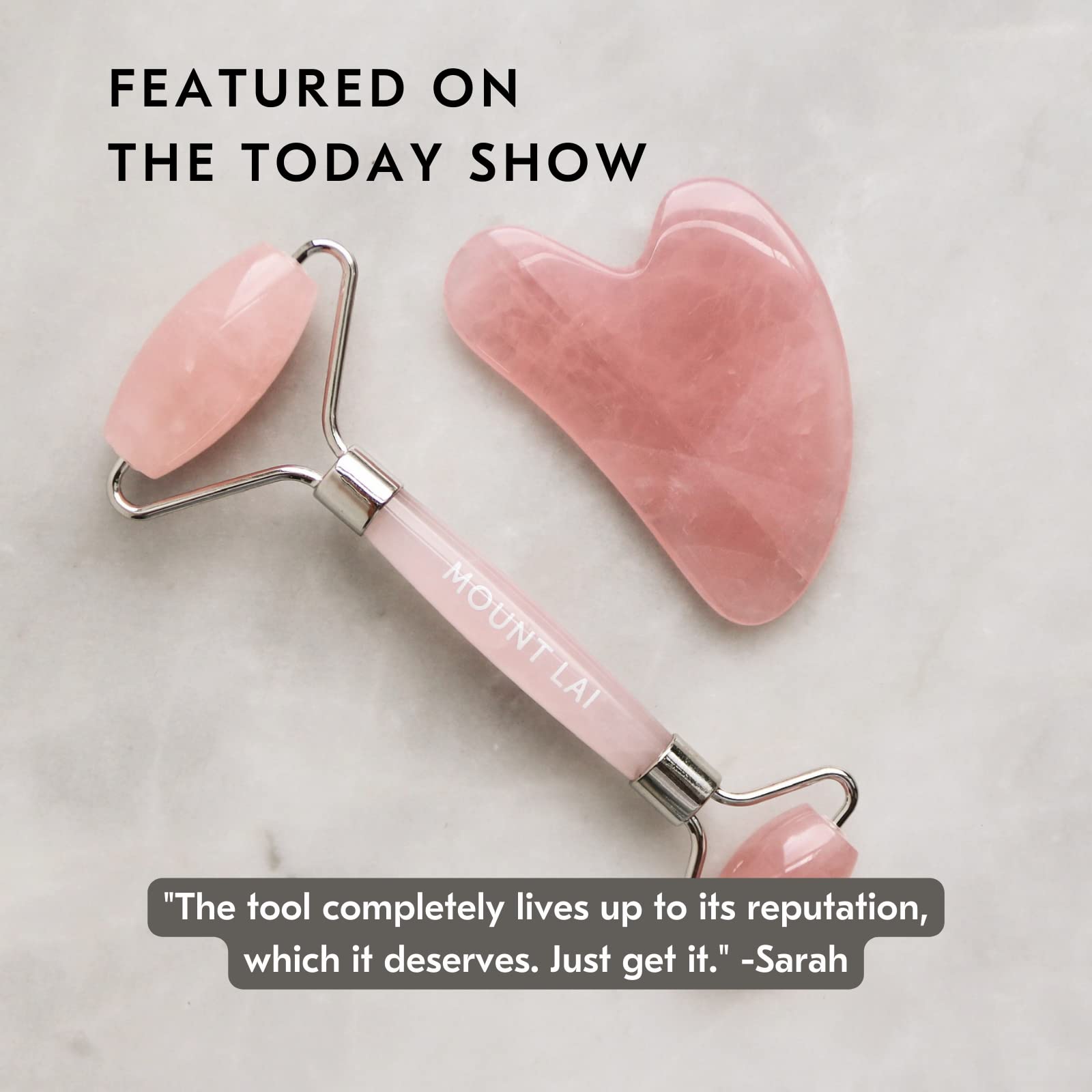 Mount Lai Rose Quartz Facial Spa Set - 2 Piece Skincare Kit for Gua Sha & Massage | Hydrating & Anti-Aging Facial Tools for Home Spa & Self-Care Routine