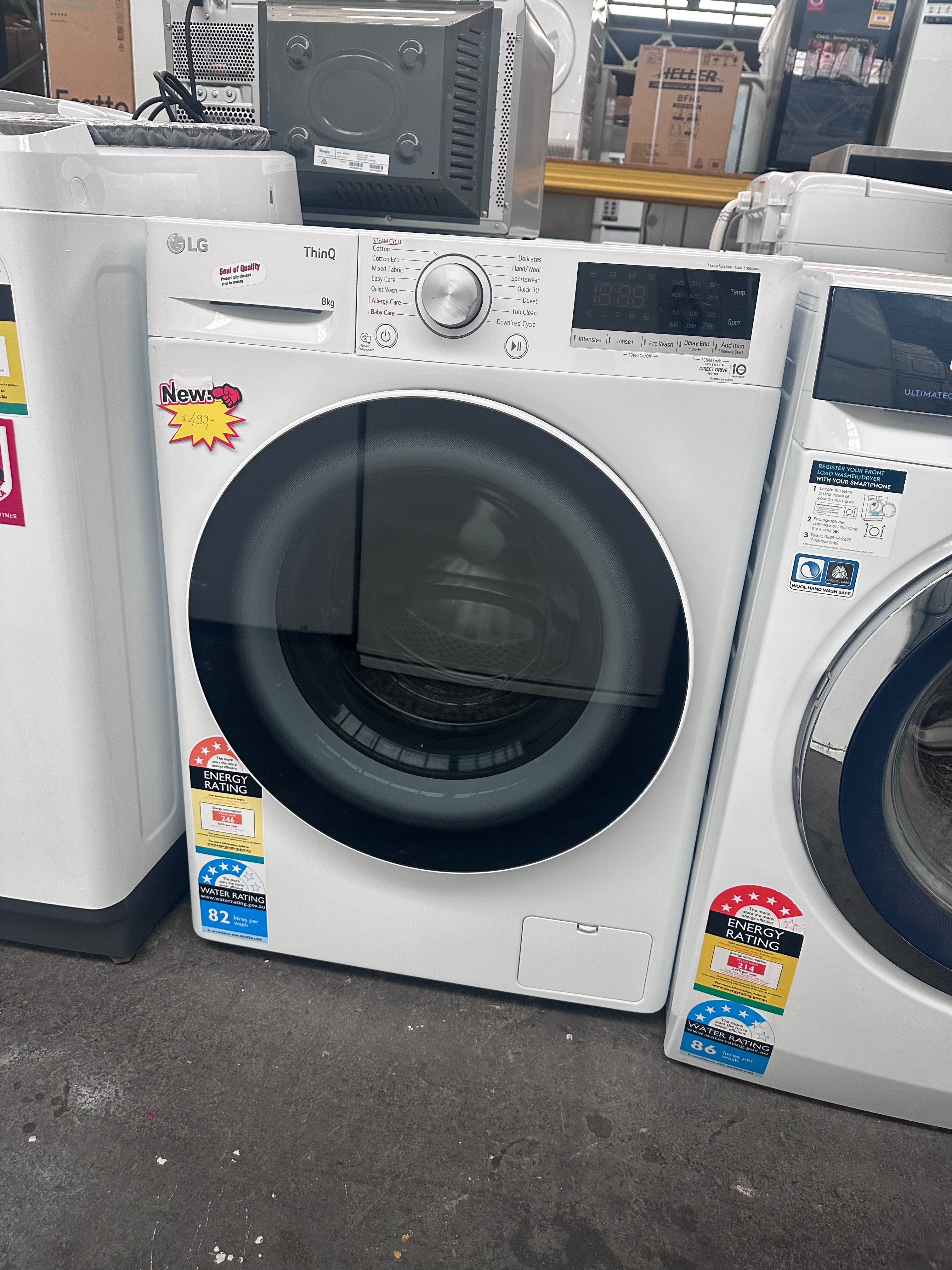 LG 8kg Front Load Washing Machine [Certified Refurbished] - Slimline Design Fits Perfectly Under Countertops | Ideal for Apartments, Small Laundry Rooms & Space-Saving Solutions