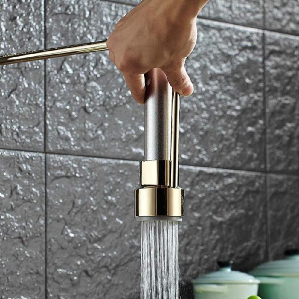 Premium Gold Kitchen Faucet with Hot & Cold Water - Rotating Double Outlet Brass Sink Tap, Single Hole Easy Installation - Perfect for Modern Kitchens, Restaurants & RV Use