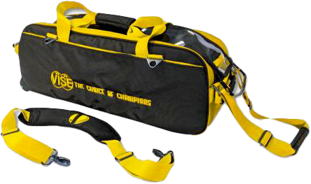 3 Ball Bowling Tote Bag with Clear Top - Black/Yellow - Perfect for Bowling Leagues, Tournaments & Practice Sessions