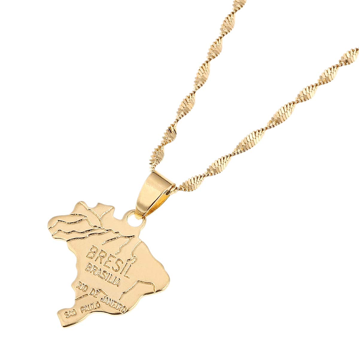 Brazil Flag Pendant Necklace - Gold Color Brazil Map Charm Jewelry for Women | Perfect Gift for Brazilians & Travel Lovers | Wear to National Celebrations, Cultural Events & Patriotic Occasions