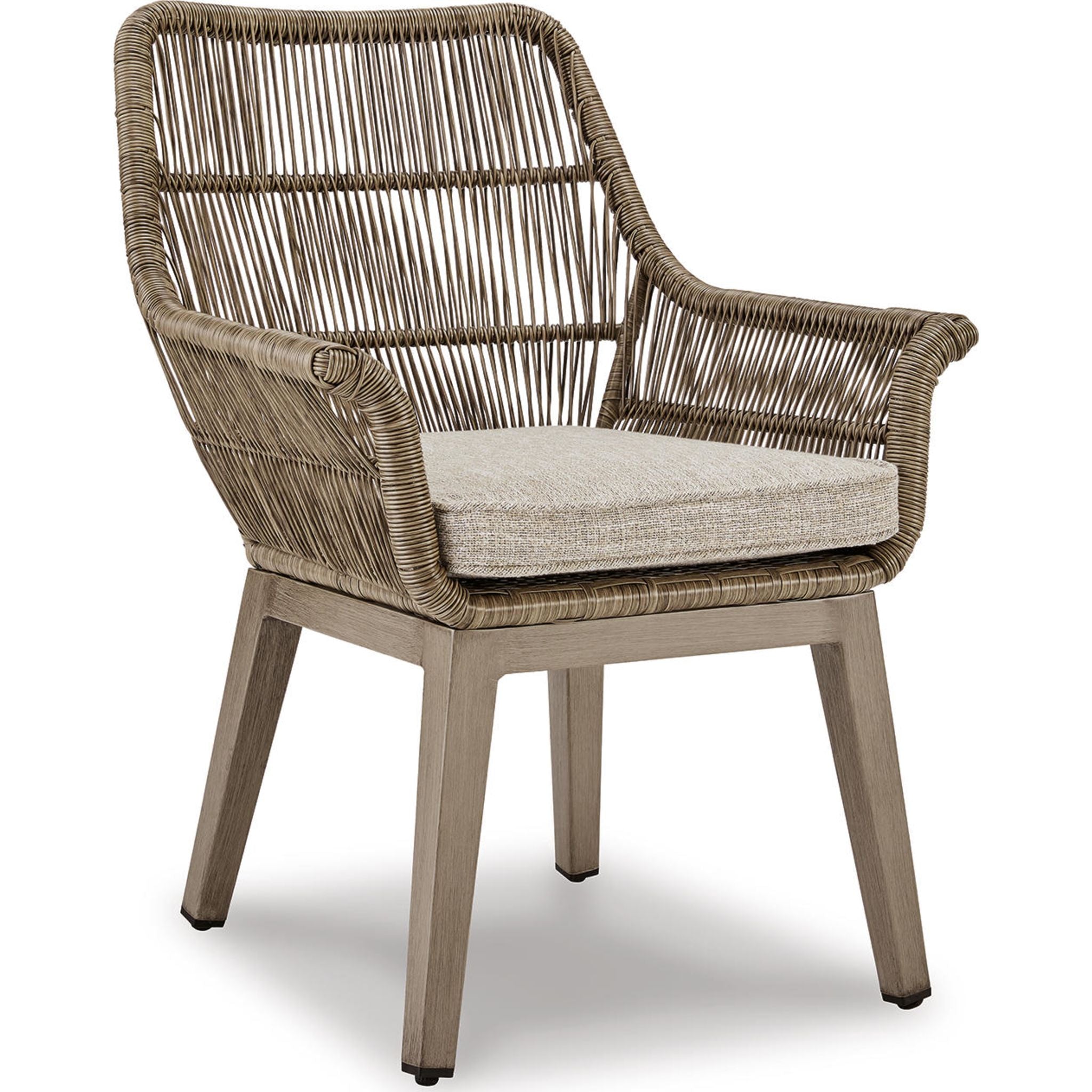 7-Piece Beige Outdoor Dining Set for Beachfront & Patio - Waterproof Wicker Furniture for Coastal & Backyard Entertaining