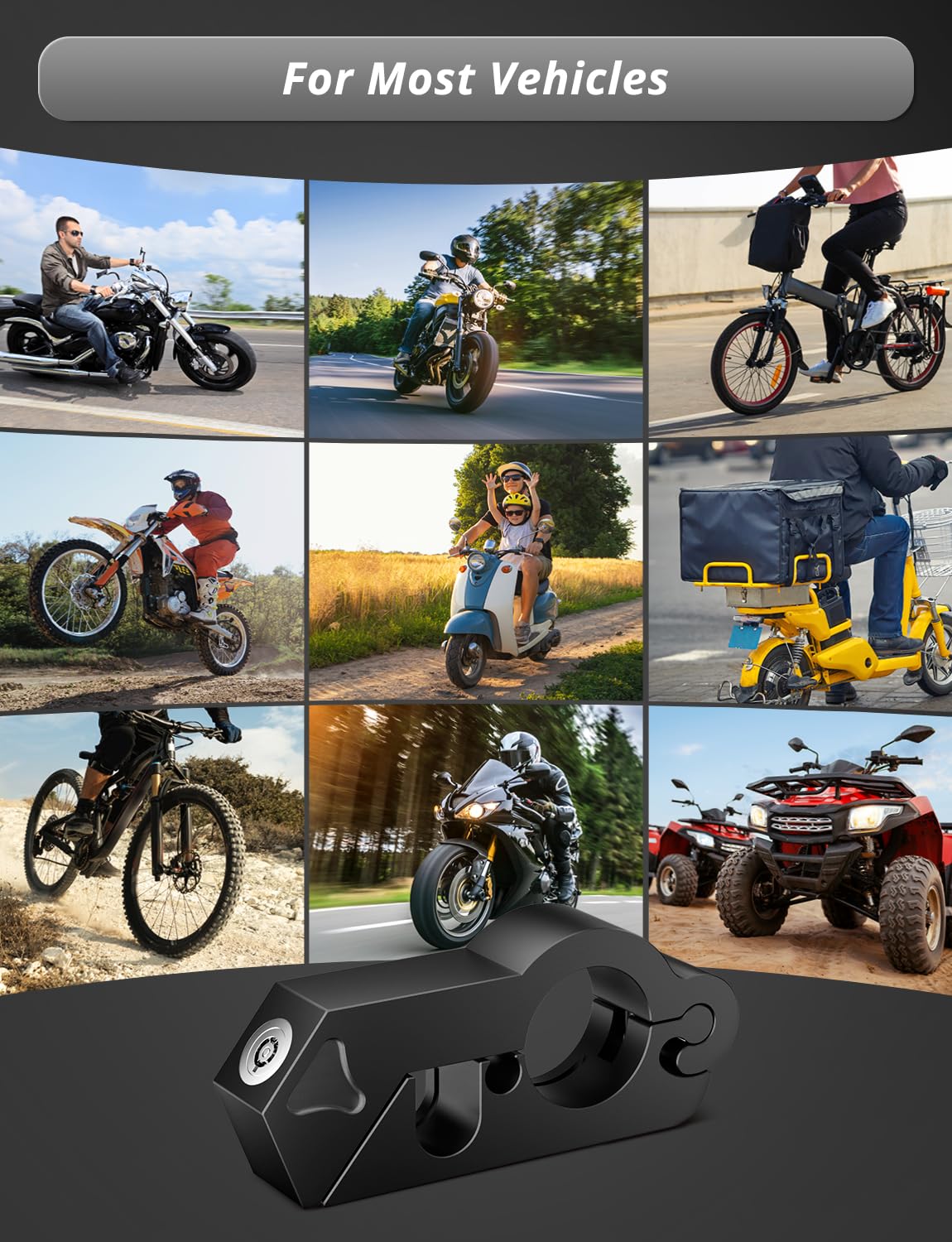 Oasser Motorcycle Lock Set - Anti-Theft for Bikes & ATVs - Secure Handlebars & Helmets on the Go