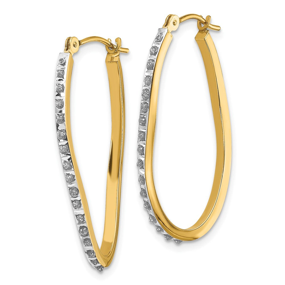 14K Gold Diamond Twist Hinged Hoop Earrings - Elegant Dangle Earrings for Women | Perfect for Parties, Weddings & Everyday Wear (Model DF225)