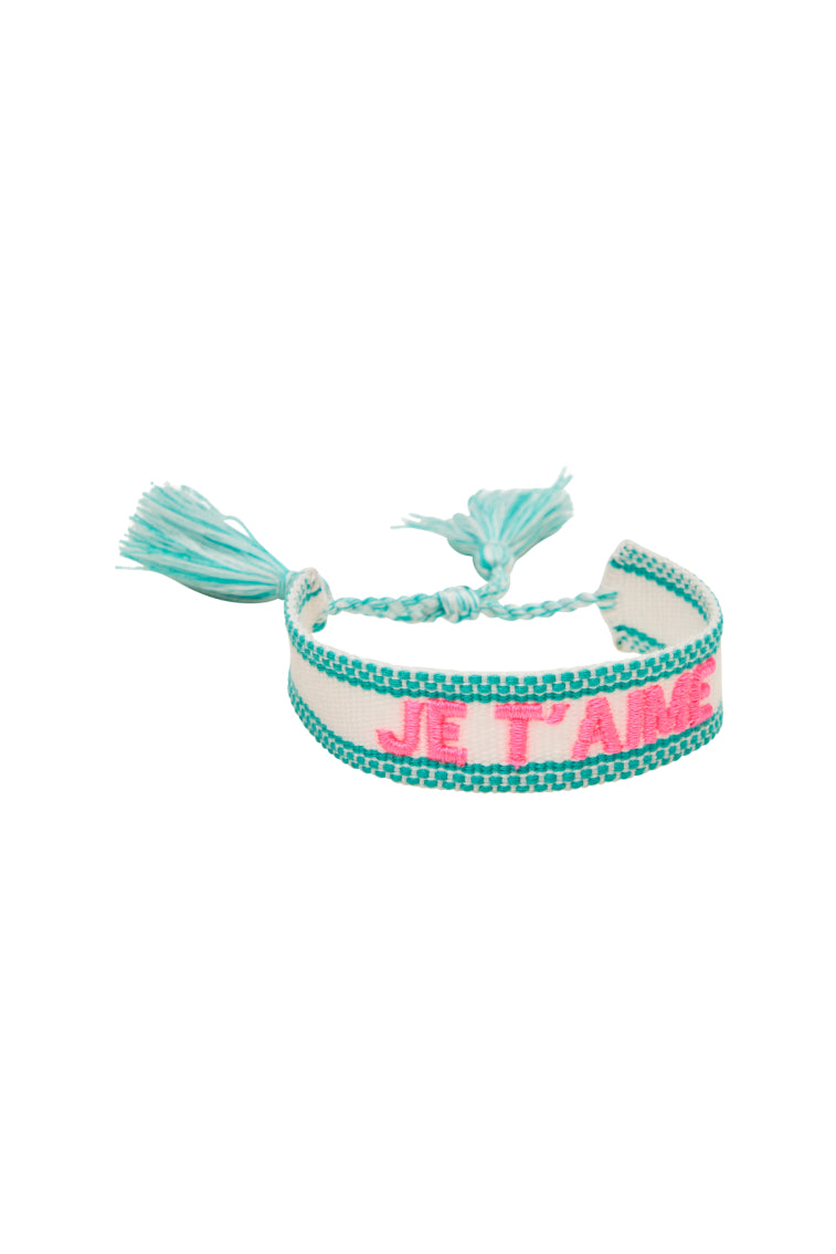JE T'AIME Woven Bracelet for Women - Handmade Adjustable Friendship Bracelet - Boho Chic Jewelry Gift for Her - Perfect for Everyday Wear, Gifts & Special Occasions