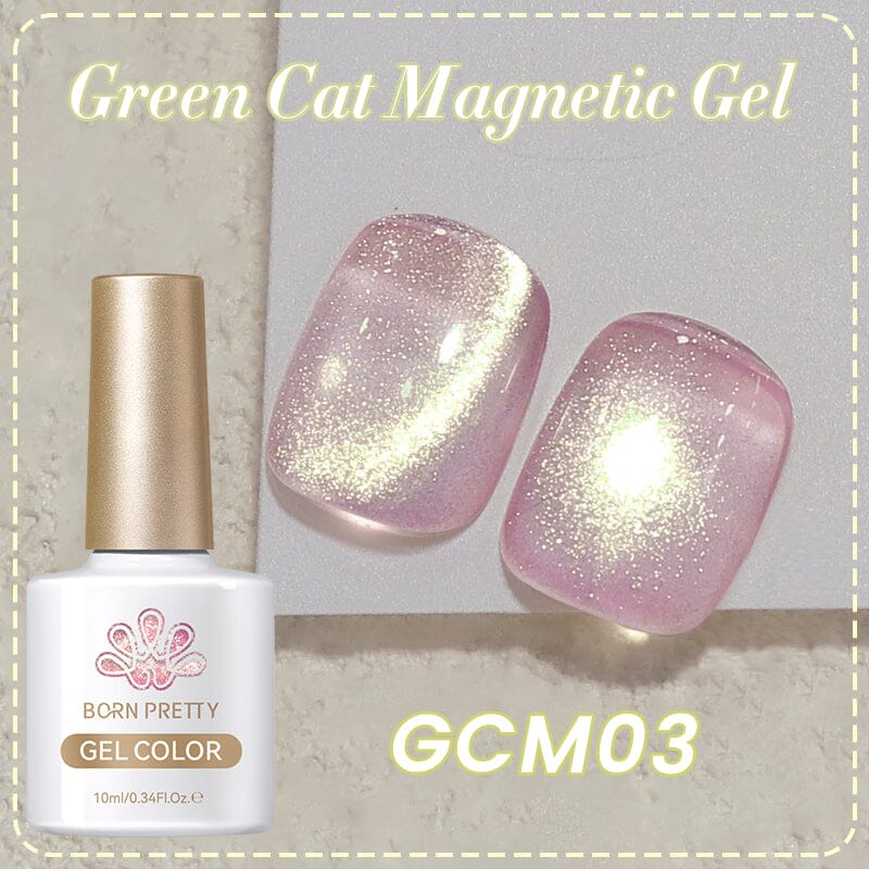 Green Cat Magnetic Gel Polish 10ml - Long Lasting Nail Lacquer for Salon & Home Manicure - Perfect for Nail Art, Special Occasions & DIY Nail Designs