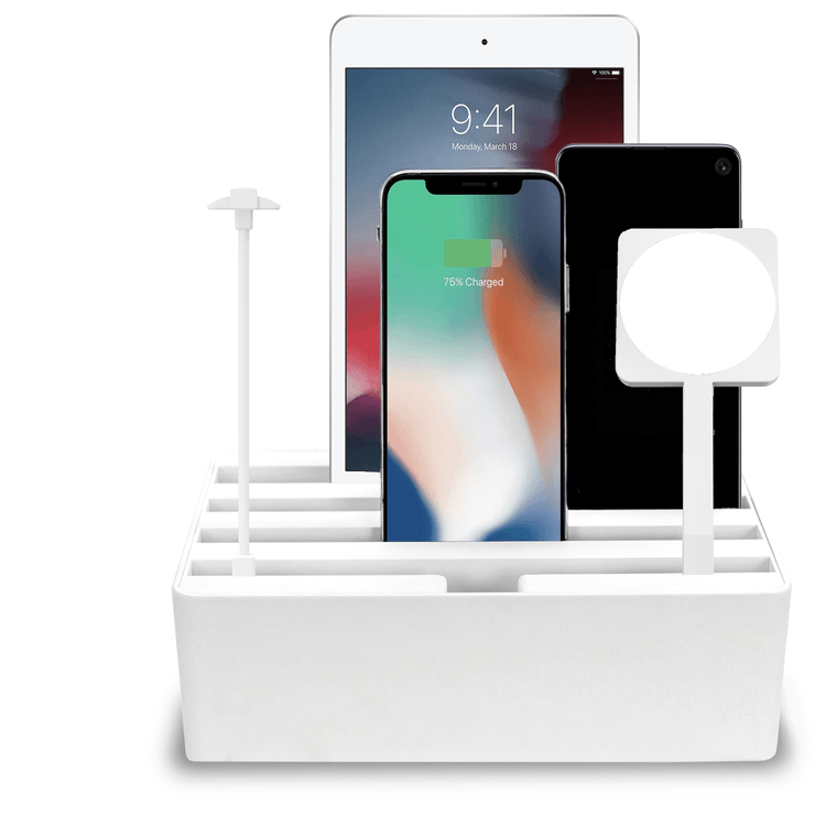 ALLDOCK White MagSafe Charging Station - Fast Wireless Charger for iPhone 14/13/12 with Stand & Organizer | Perfect for Home Office, Nightstand & Travel