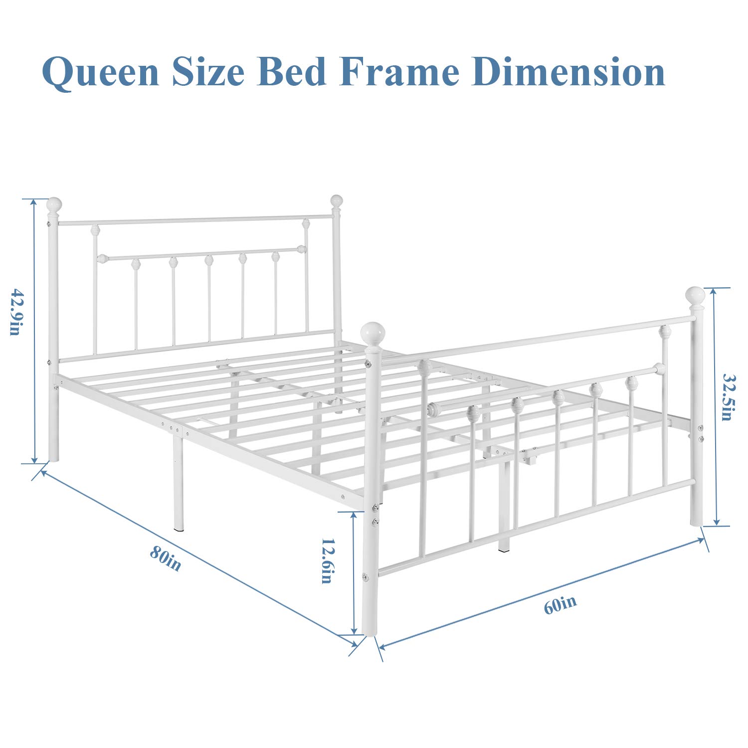 Queen Bed Frame with 2 Nightstands - Heavy Duty Metal Platform Bed Set with Storage Drawers, White & Brown Bedroom Furniture for Master Bedroom, Guest Room & Living Room