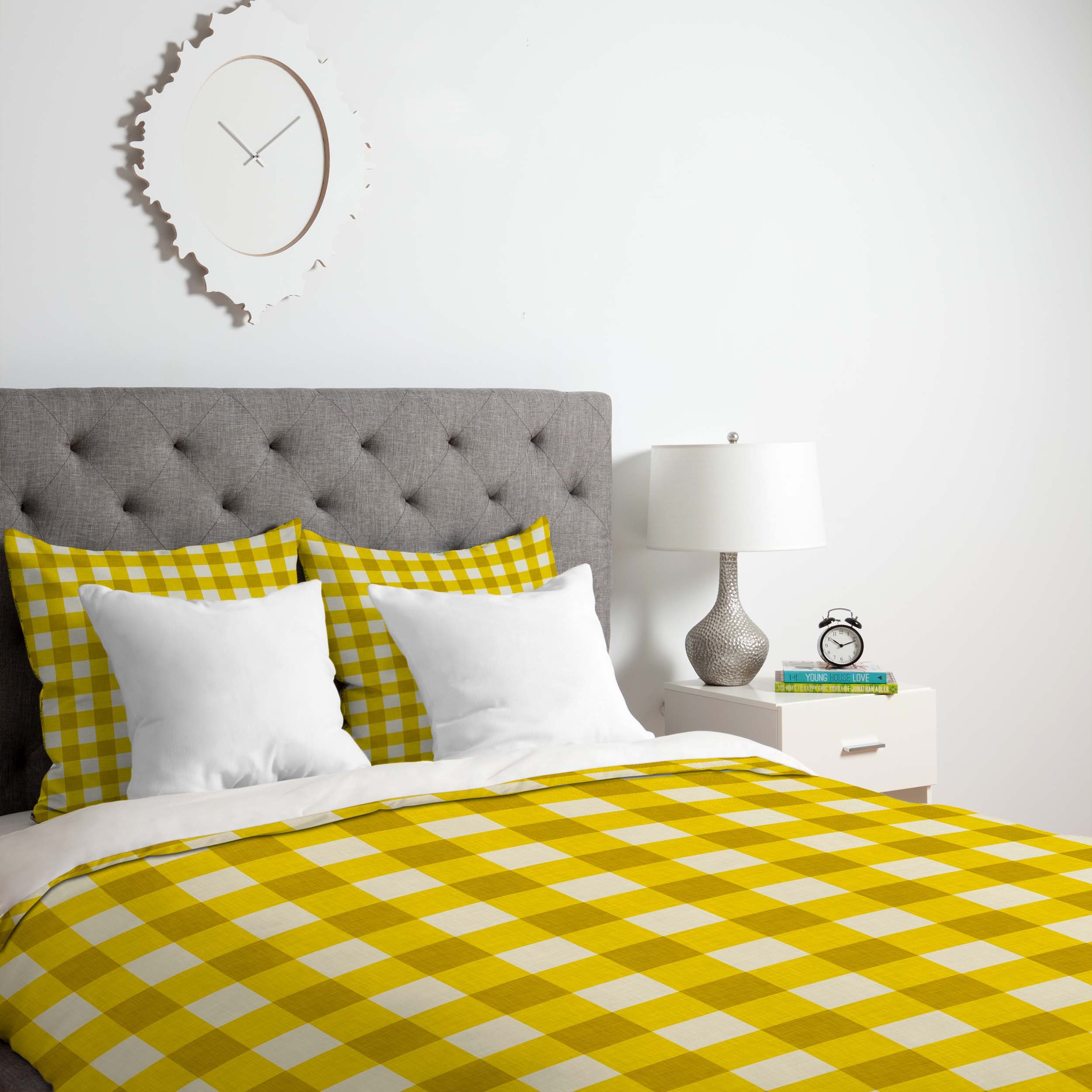 Deny Designs Holli Zollinger Yellow Gingham Duvet Cover Set - Twin/Twin XL Size - Soft Cotton Bedding for Kids & Teens Rooms - Perfect for Dorm, Guest Room & Cozy Bedroom Decor