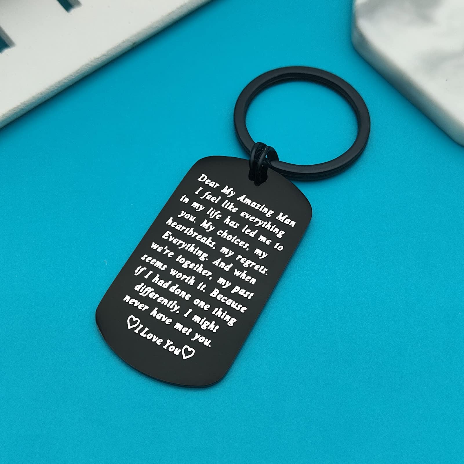 To My Man Keychain - Engraved I Love You Gift for Boyfriend, Husband, Fiance - Romantic Anniversary, Birthday & Valentine's Day Present - Perfect for Christmas, Weddings & Special Occasions