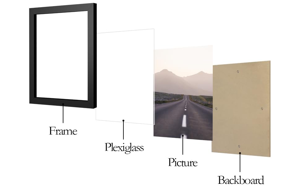 12x16 Picture Frame 5 Pack - Classic Black Poster Frames for Wall Art, Horizontal & Vertical Display - Perfect for Home Decor, Office, Gallery & Photo Displays