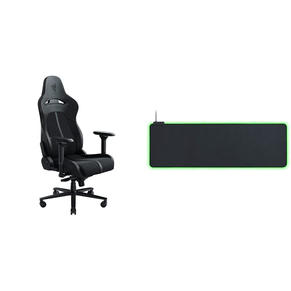 Razer Enki Standard Black PC Gaming Chair & Goliathus Extended Chroma RGB Gaming Mousepad - Ergonomic Esports Chair with Soft Cloth Mouse Mat for Pro Gamers - Perfect for Gaming Setup, Streaming & Home Office Workspace