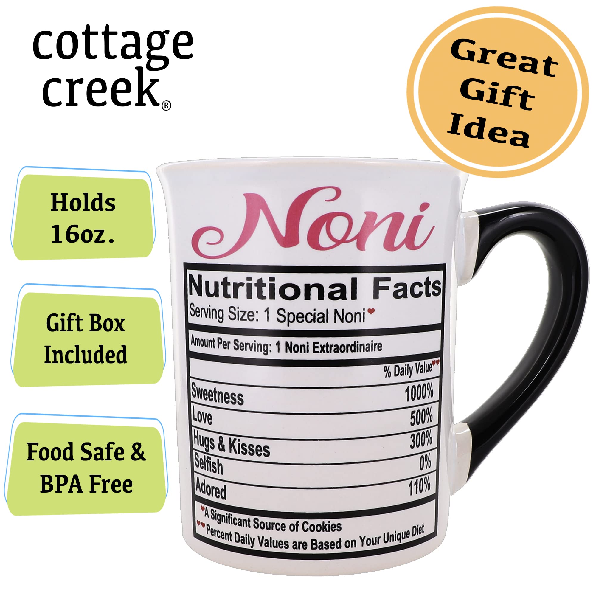 Ceramic Noni Nana Coffee Mug - Perfect Gift for Grandma, Mom & Women | Large Stoneware Tea Cup for Birthday, Christmas & Home Decor | Ideal for Cozy Mornings & Heartwarming Family Moments