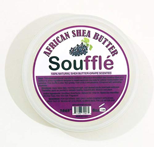 Taha 100% Pure Shea Butter Souffle - Grape Scented, Pack of 3 | Ultra-Moisturizing Body Cream for Dry Skin, Hands & Feet | Perfect for Winter Care, Massage & Spa Treatments