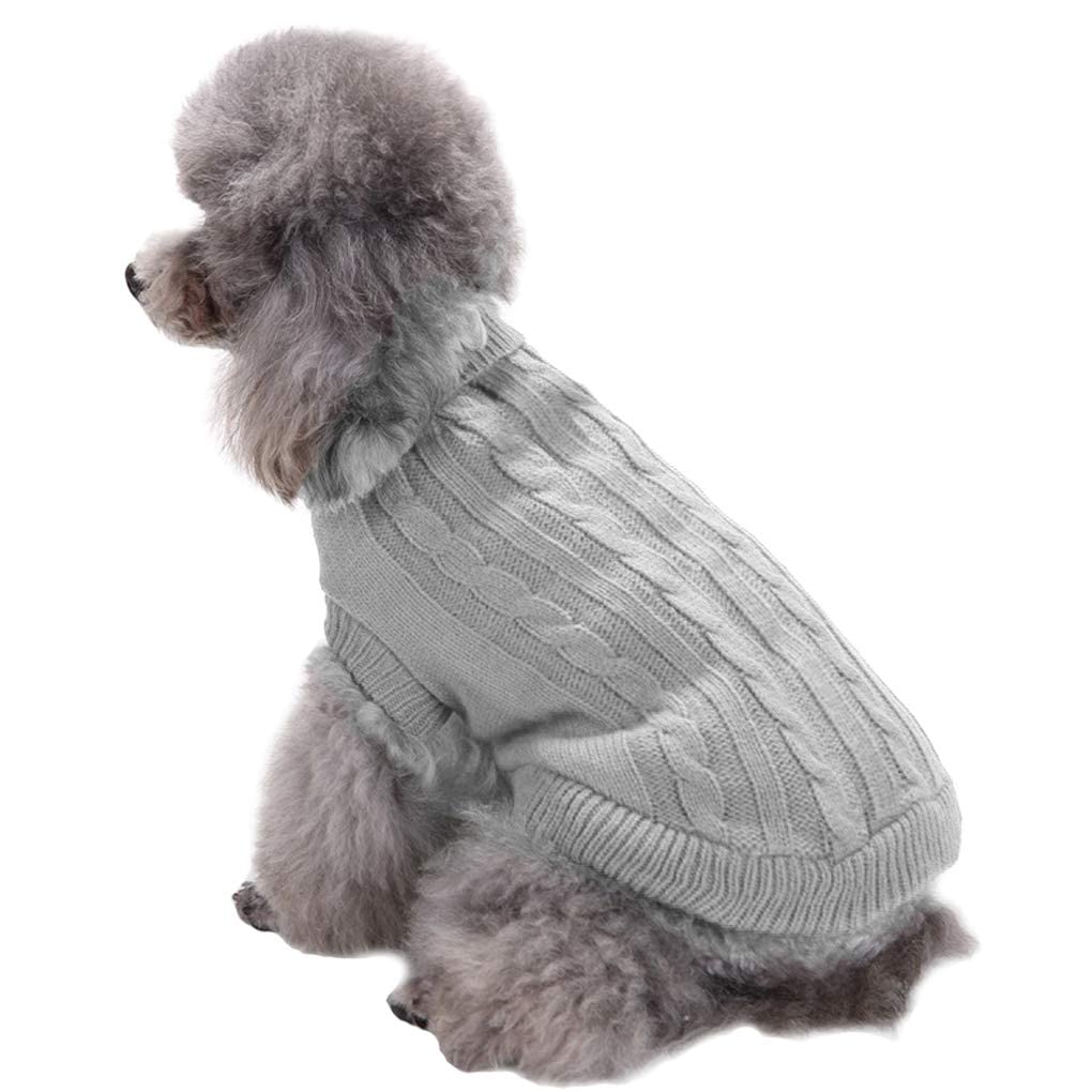 CHBORCHICEN Knitted Dog Sweater - Warm Winter Pet Clothes for Small Dogs & Cats (Grey) - Perfect for Indoor & Outdoor Use
