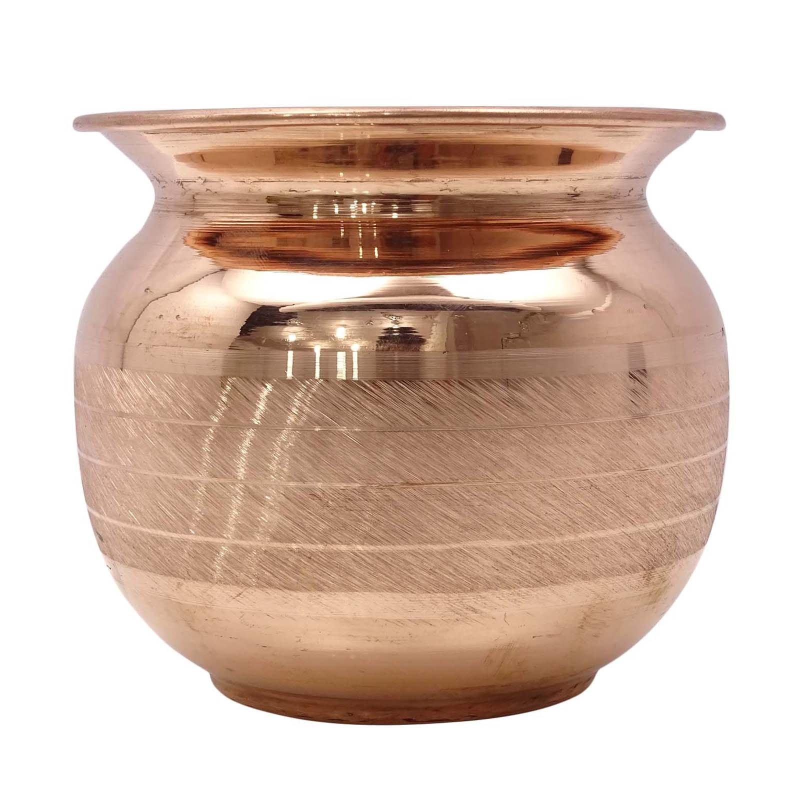 Traditional Pure Copper Lota - Hindu Prayer Pooja Kalash for Temple Rituals | Sacred Drinking Water Pot for Religious Ceremonies & Home Decor