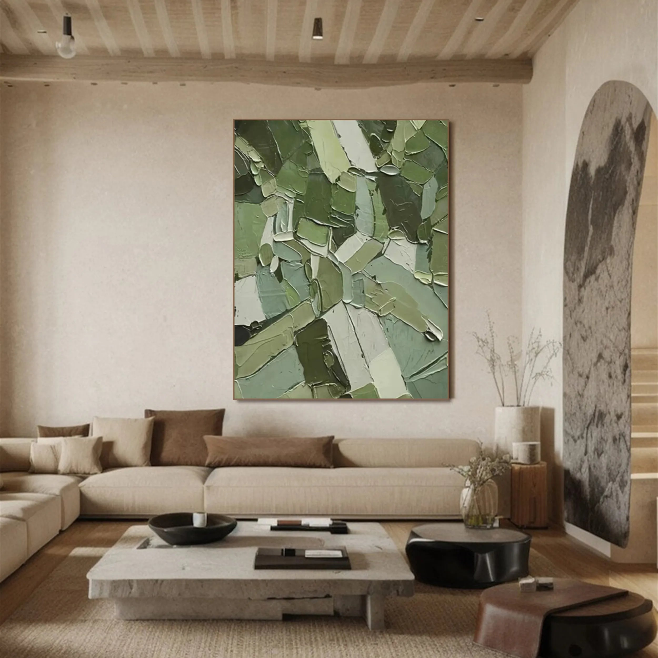 Blue & Green Abstract Wall Art Print #BG042 - Modern Canvas Painting for Living Room, Bedroom & Office Decor