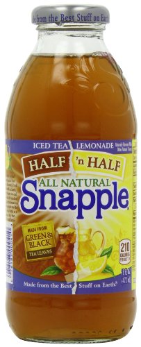Snapple All Natural Half 'n Half Lemonade & Iced Tea - 16 fl oz (473ml) Bottles, Pack of 6 - Refreshing Drink for Summer, Picnics & Office Break