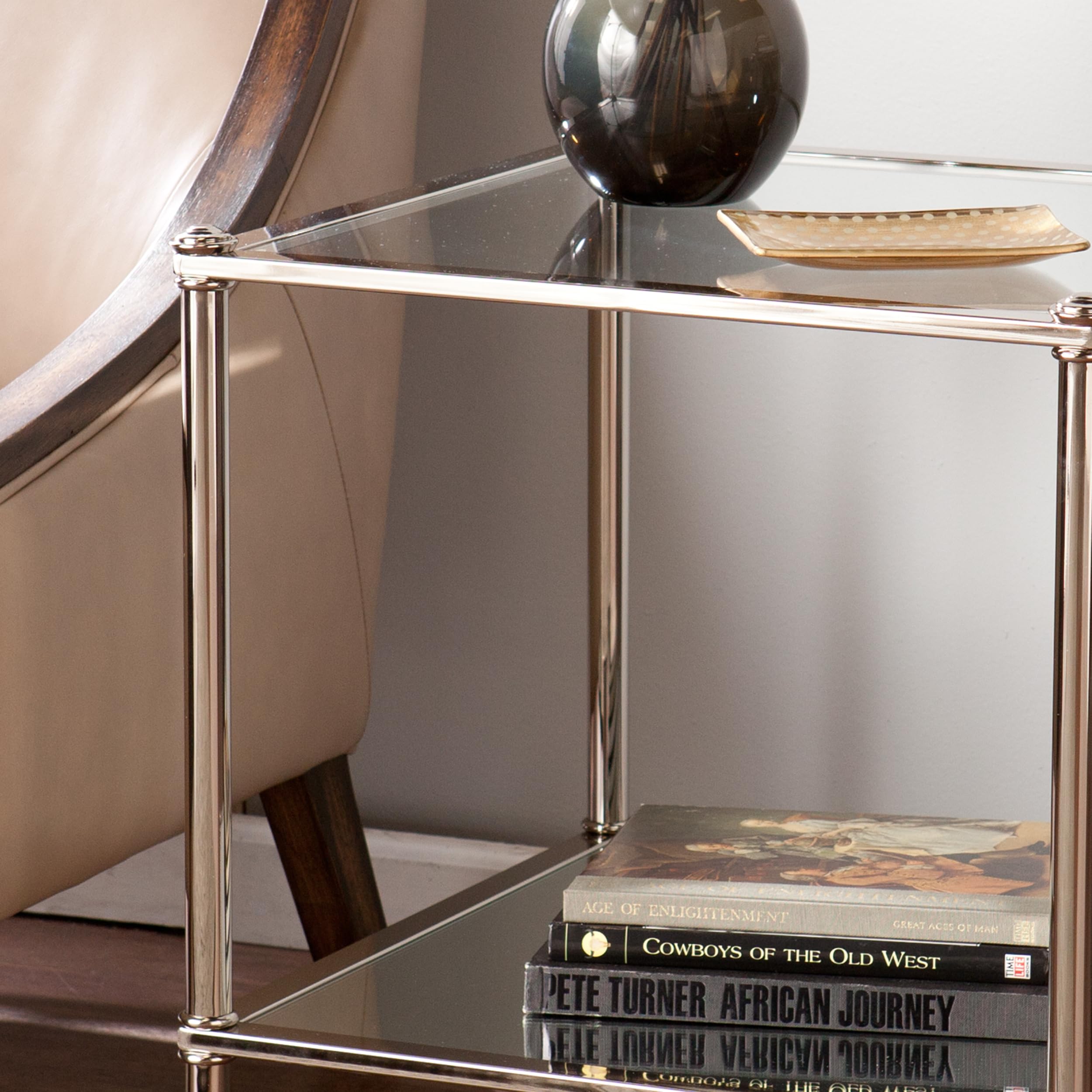 SEI Furniture Paschall End Table - Metallic Silver Finish - Modern Side Table for Living Room, Bedroom & Office - Stylish Accent Table with Durable Metal Frame