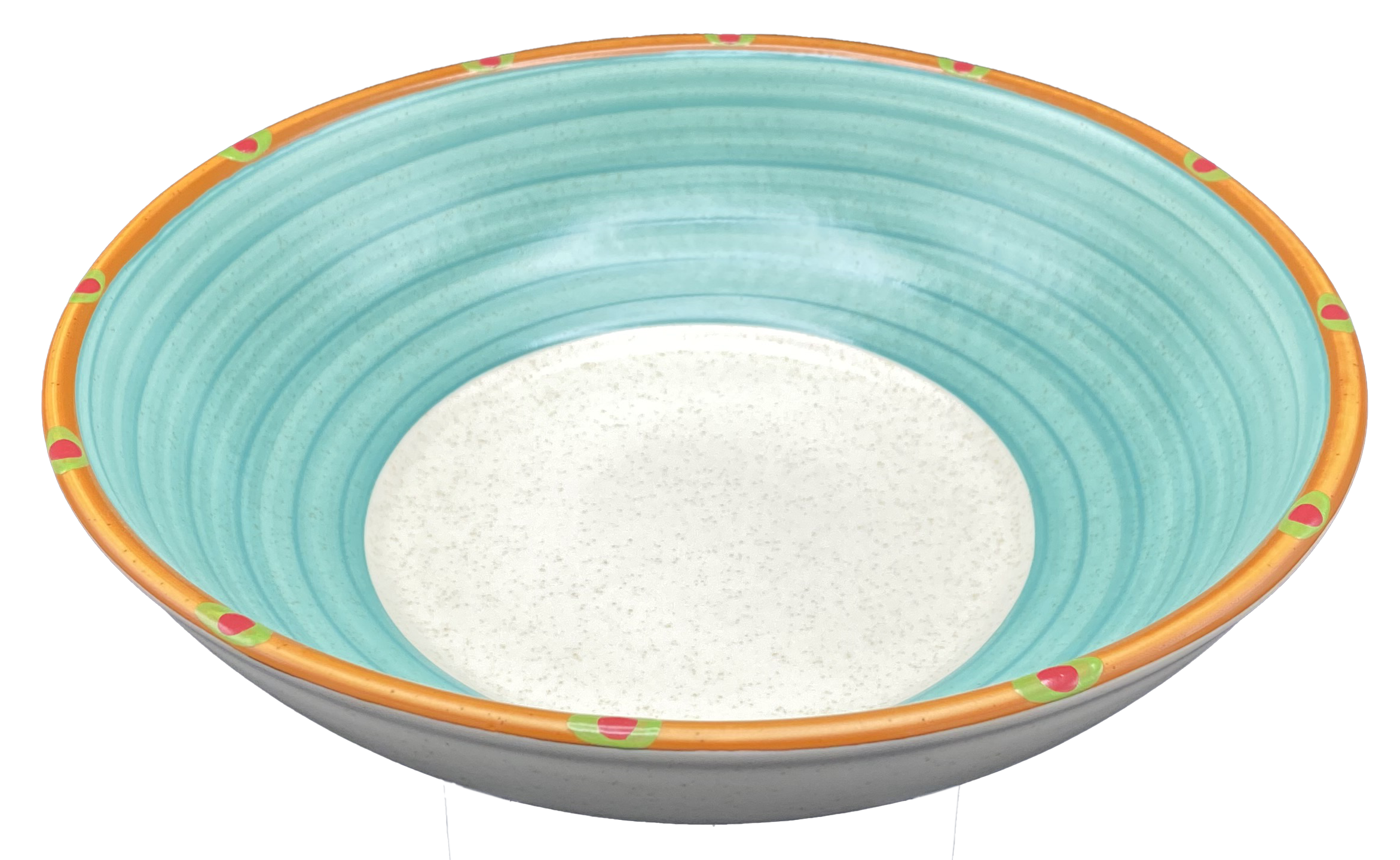 Extra Large Serving Bowl - Turquoise & Burnt Orange Ceramic Bowl | Perfect for Salads, Pasta, Fruit & Entertaining | Sedona Style Home Decor