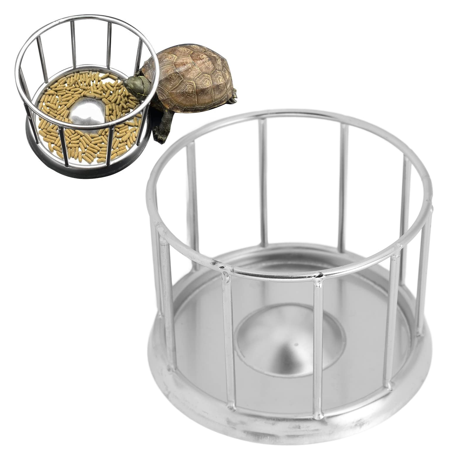 Stainless Steel Reptile Food Dish - Round Railing Design Water Tray for Tortoise, Lizard & Turtle - Durable Pet Feeding Bowl for Vivarium, Home or Pet Store Use - Perfect for Easy Cleaning & Hygienic Reptile Feeding