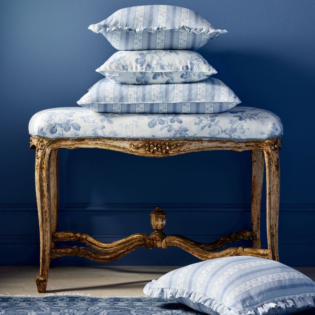 Isabelle Blue Pillow Cover - Soft Decorative Cushion Case for Sofa, Bed, Living Room & Home Decor