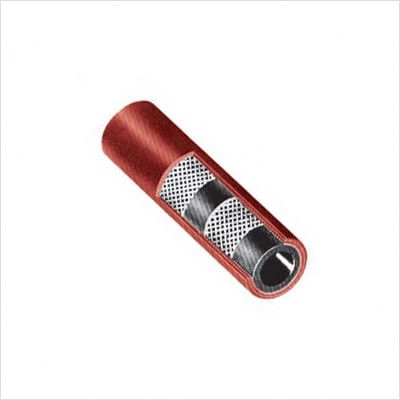 Red Industrial Air Water Hose Assembly - 0.25 Inch Diameter, 50 Feet Long - Heavy Duty for Pneumatic Tools, Pressure Washers & Hydraulic Systems