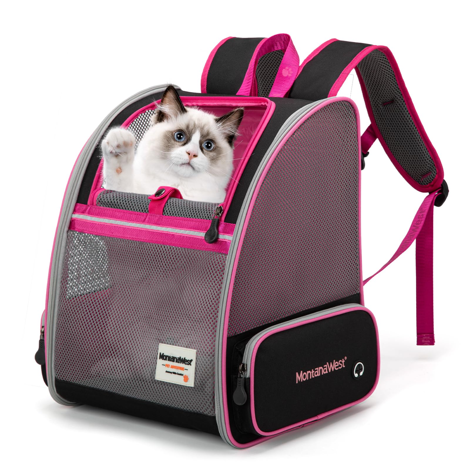 Montana West Cat Carrier Backpack for Small & Medium Dogs - Breathable Mesh Pet Travel Backpack for Hiking, Camping, Vet Visits & Airplane Travel - Durable Pet Carrier for Cats & Puppies
