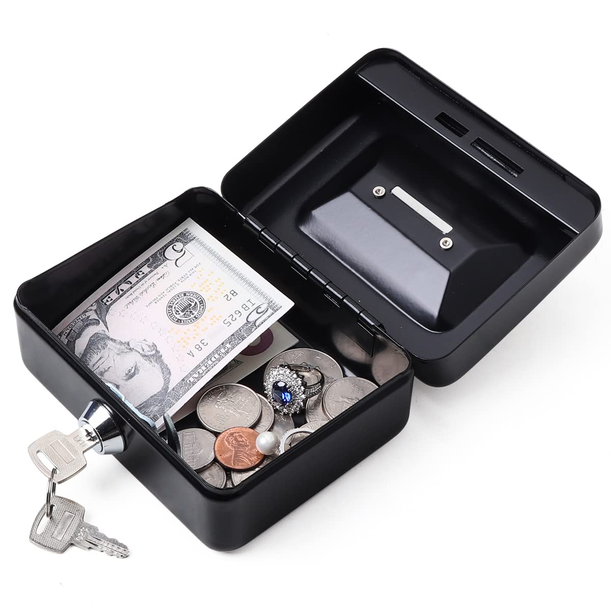 Small Cash Box with Lock & Money Slot - Decaller Metal Coin Piggy Bank for Adults & Kids - Perfect for Home, Office, Savings & Gift Giving