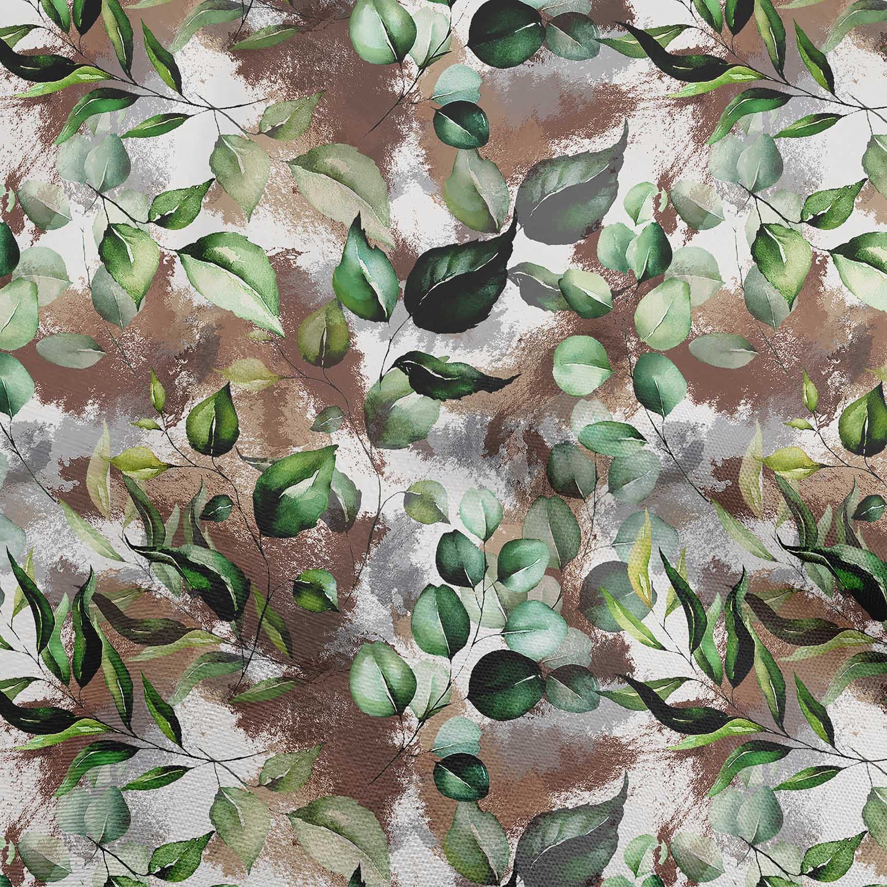 oneOone Velvet Brown Fabric Leaves Printed Sewing Fabric by The Yard - 58 Inch Wide DIY Clothing Material for Dresses, Curtains & Home Decor Projects