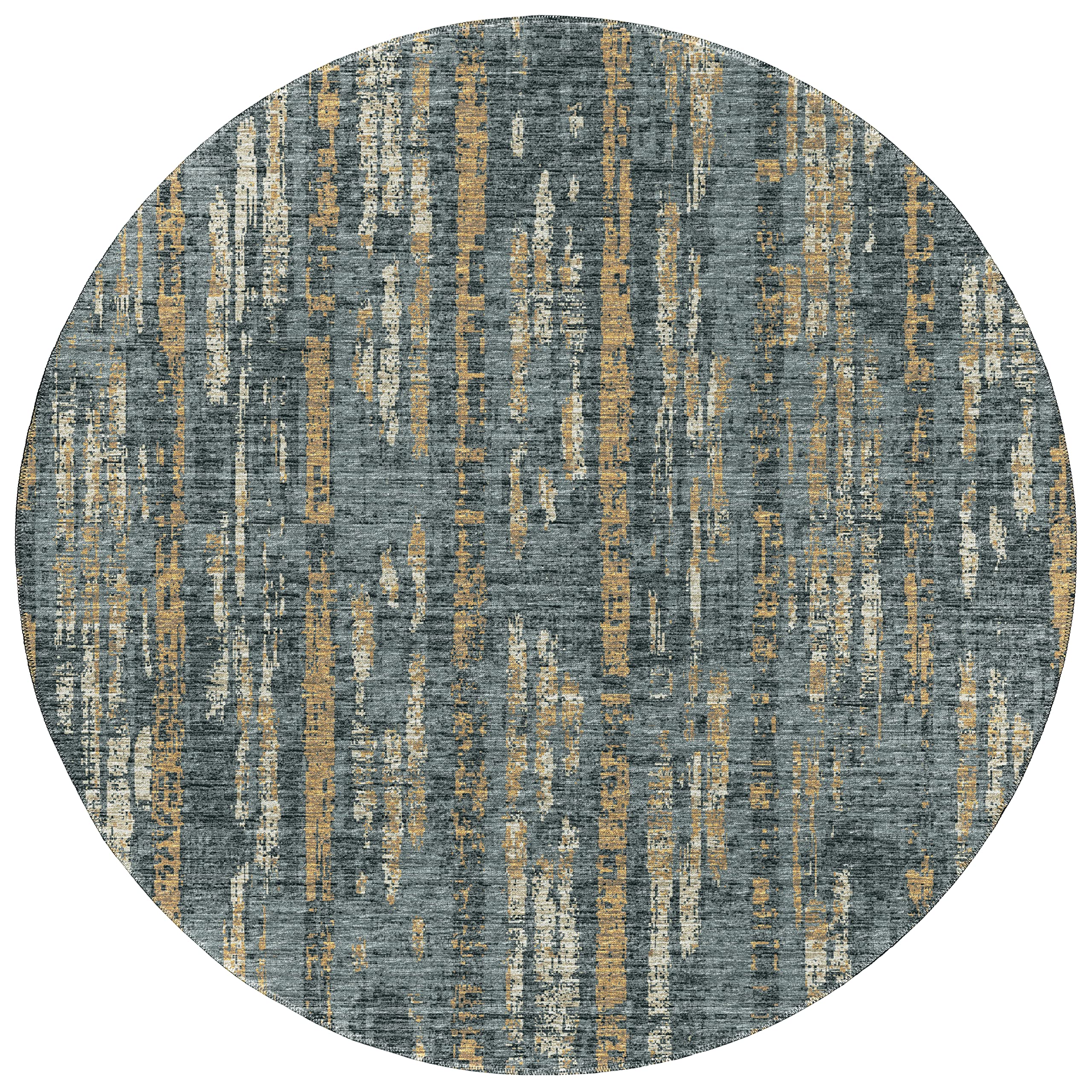 Addison Rugs Rylee ARY36 Grey Washable 8' x 8' Round Rug - Indoor Outdoor, Machine Washable, Non-Shedding, Easy Clean - Perfect for Bedroom, Living Room, Dining Room, Kitchen, Entryway & Patio - Durable & Stylish Home Decor