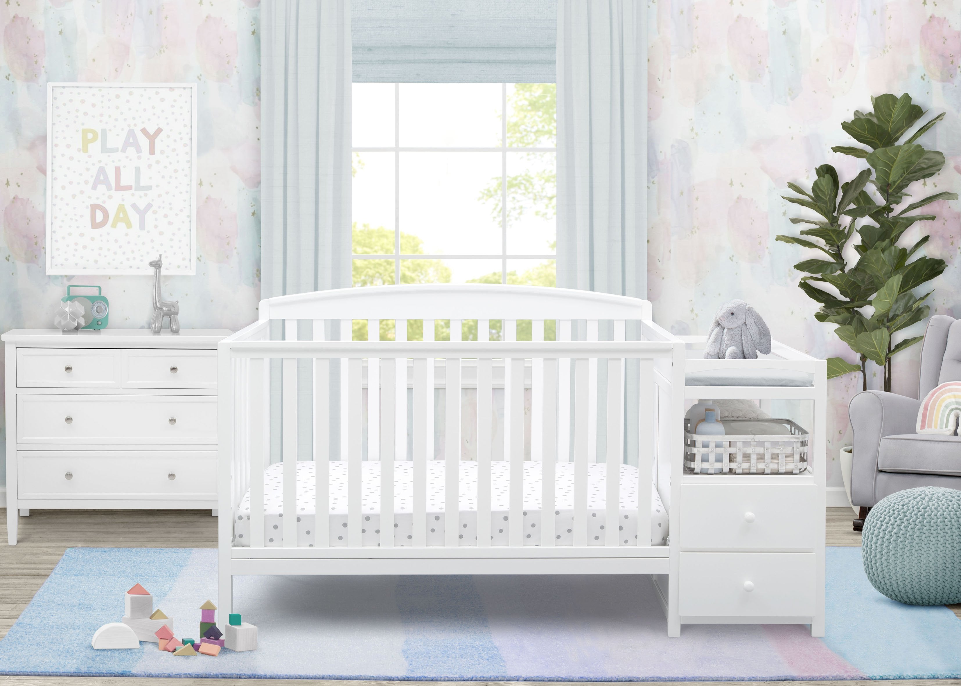 Royal Convertible Crib and Changer - 3-in-1 Baby Nursery Furniture Set with Toddler Bed & Dresser | Safe, Durable & Space-Saving for Newborns to Kids | Perfect for Nursery Rooms, Daycare Centers & Small Spaces