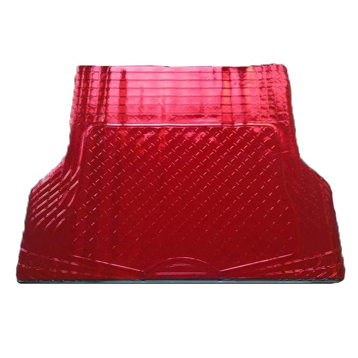 Durable Aluminum Red Shiny Checkerplate Rubber Cargo Boot Floor Mat - Heavy Duty Anti-Slip Protection for Trucks, SUVs & Vans | Perfect for Off-Road, Work & Outdoor Adventures