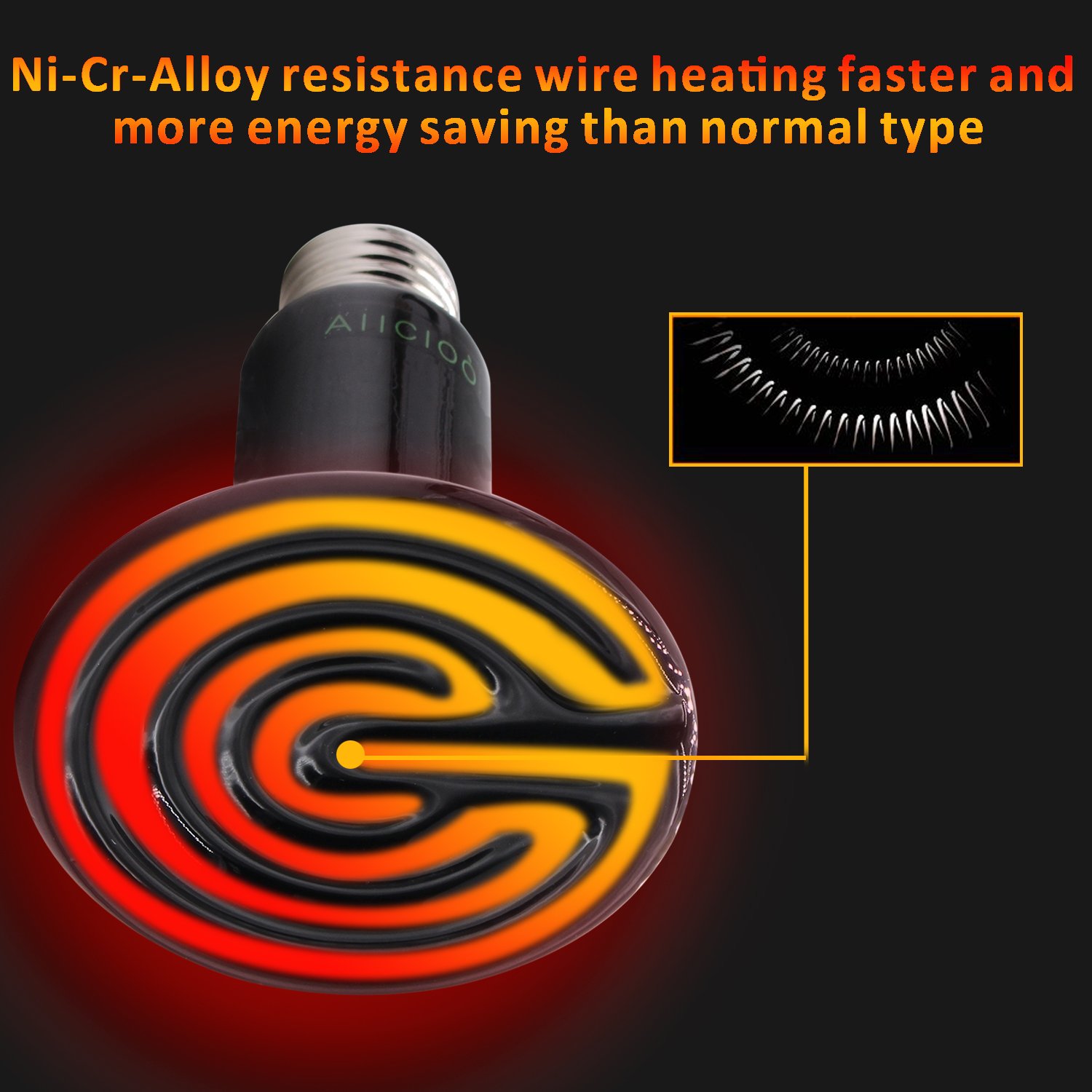 Aiicioo 100W Ceramic Heat Emitter Bulb - No Light Reptile Heat Lamp for Lizards, Snakes, Turtles & Chicken Coops - Safe & Durable 110V Black Heat Bulb (2 Pack) - Perfect for Terrariums, Aquariums & Outdoor Pet Houses