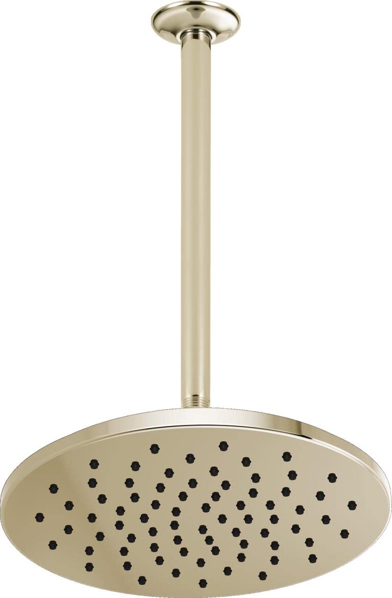 Delta Faucet Rain Shower Head with Lumicoat Finish - Polished Nickel Ceiling Mount Rainfall Showerhead with Included Shower Arm - Luxury Bathroom Upgrade for Spa-Like Experience