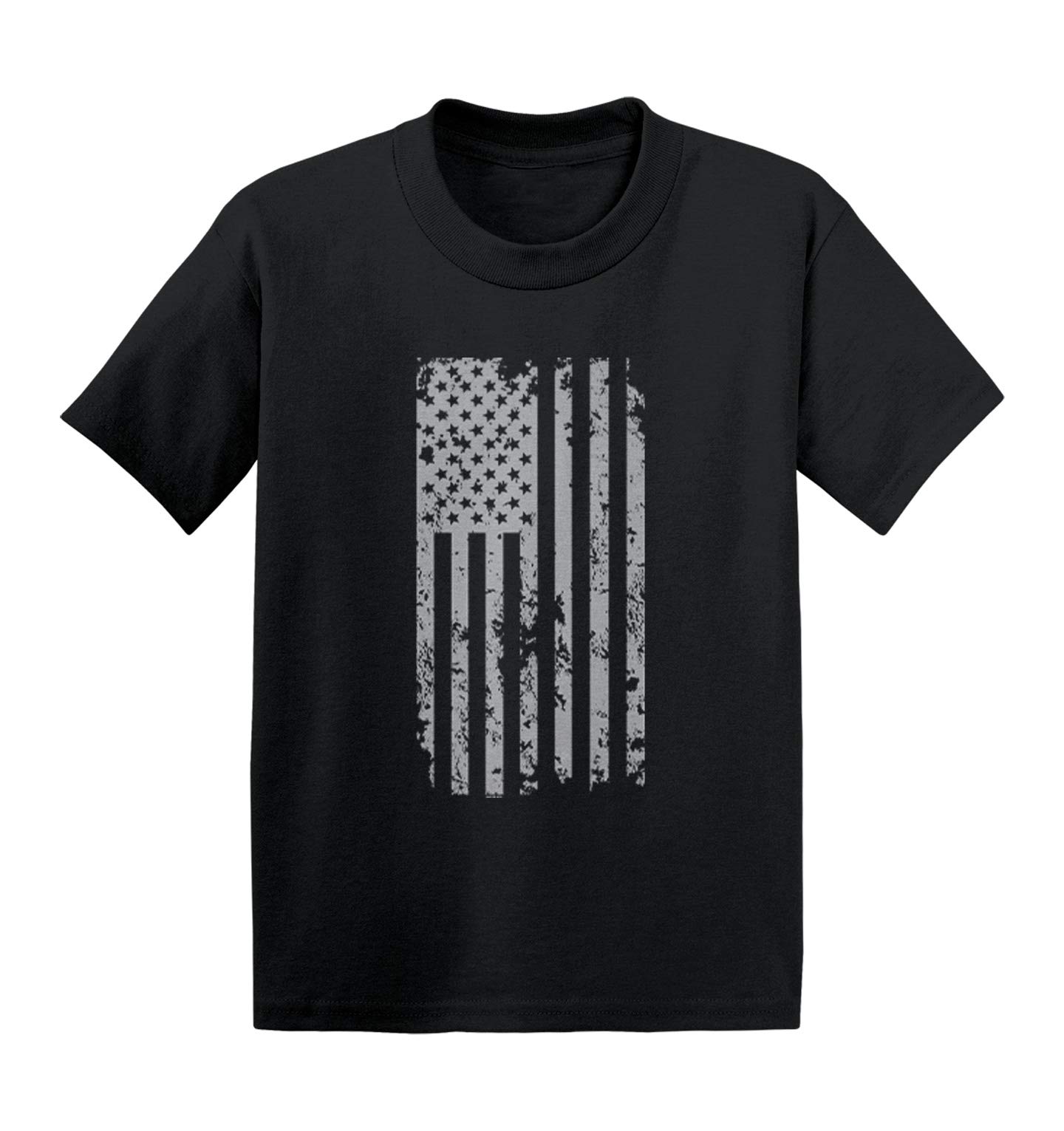 Haase Unlimited Silver American Flag Military USA Infant & Toddler Cotton Jersey T-Shirt - Patriotic Baby Clothes for 4th of July, Memorial Day & Veterans Day Celebrations