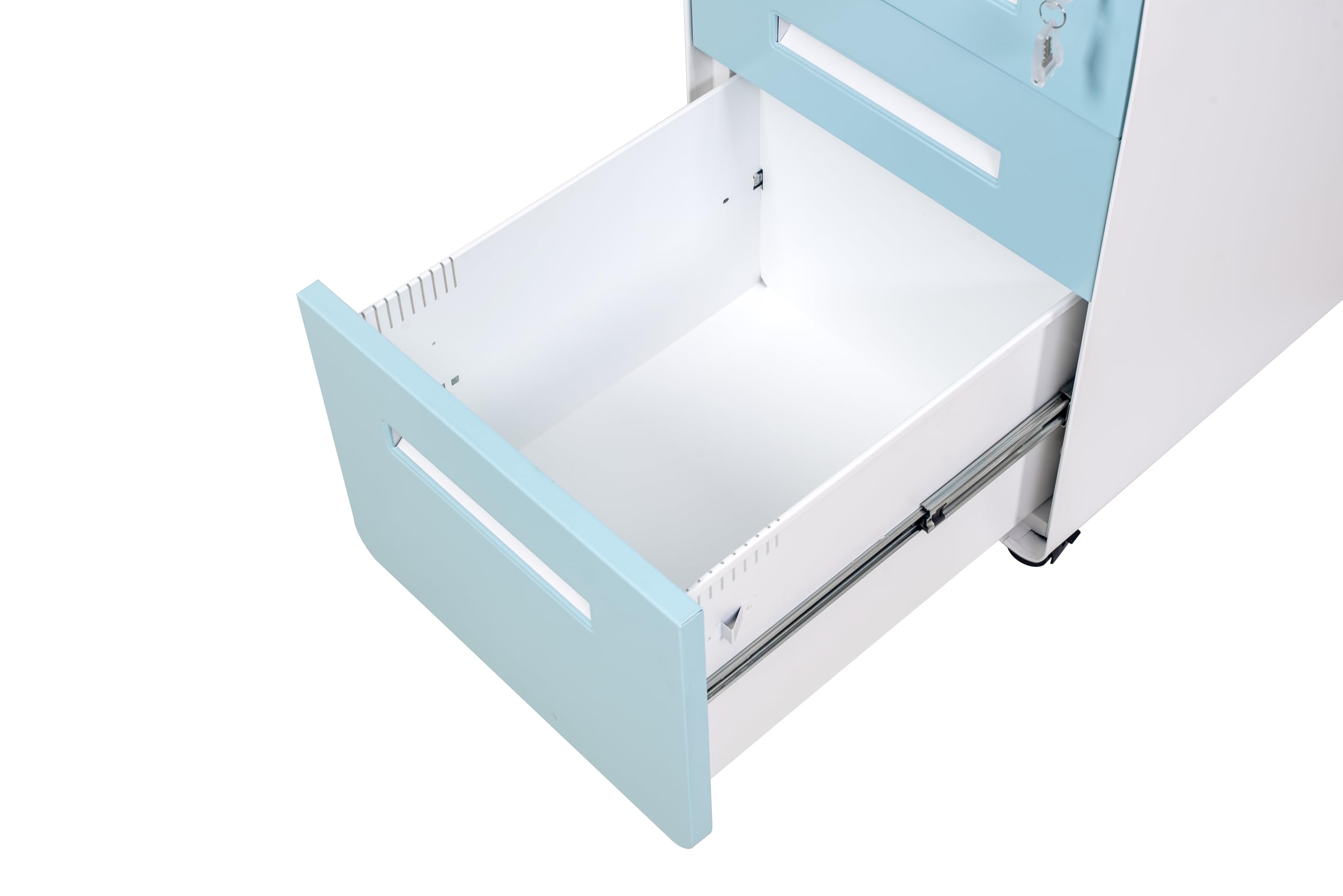 Panana 3-Drawer Mobile File Cabinet with Lock - Under Desk Metal Rolling Storage for Legal/Letter Files - Wheels & Adjustable Feet for Home & Office Use - Fully Assembled (Blue, Size 1) - Perfect for Document Organization in Small Spaces & Shared Workspaces