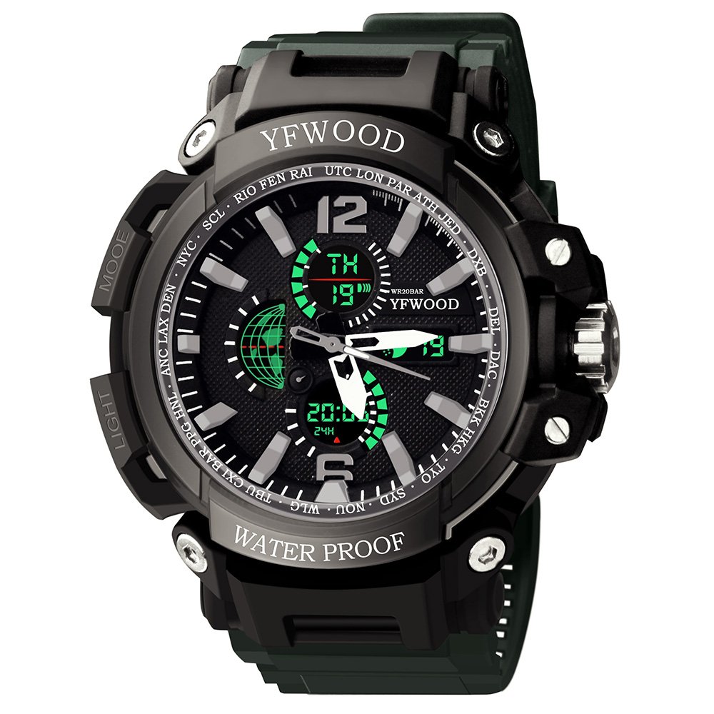 YFWOOD Men's Stainless Steel Waterproof Chronograph Quartz Watch - Sport, Casual & Dress Wristwatch for Men - Perfect Gift for Birthday, Anniversary & Everyday Use