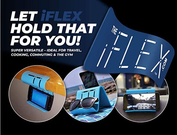 Adjustable iFLEX Phone Stand & Tablet Holder - Flexible Multi-Angle Cell Phone Stand for Desk, Bed, Car - Perfect for Work, Home, Video Calls & Hands-Free Viewing