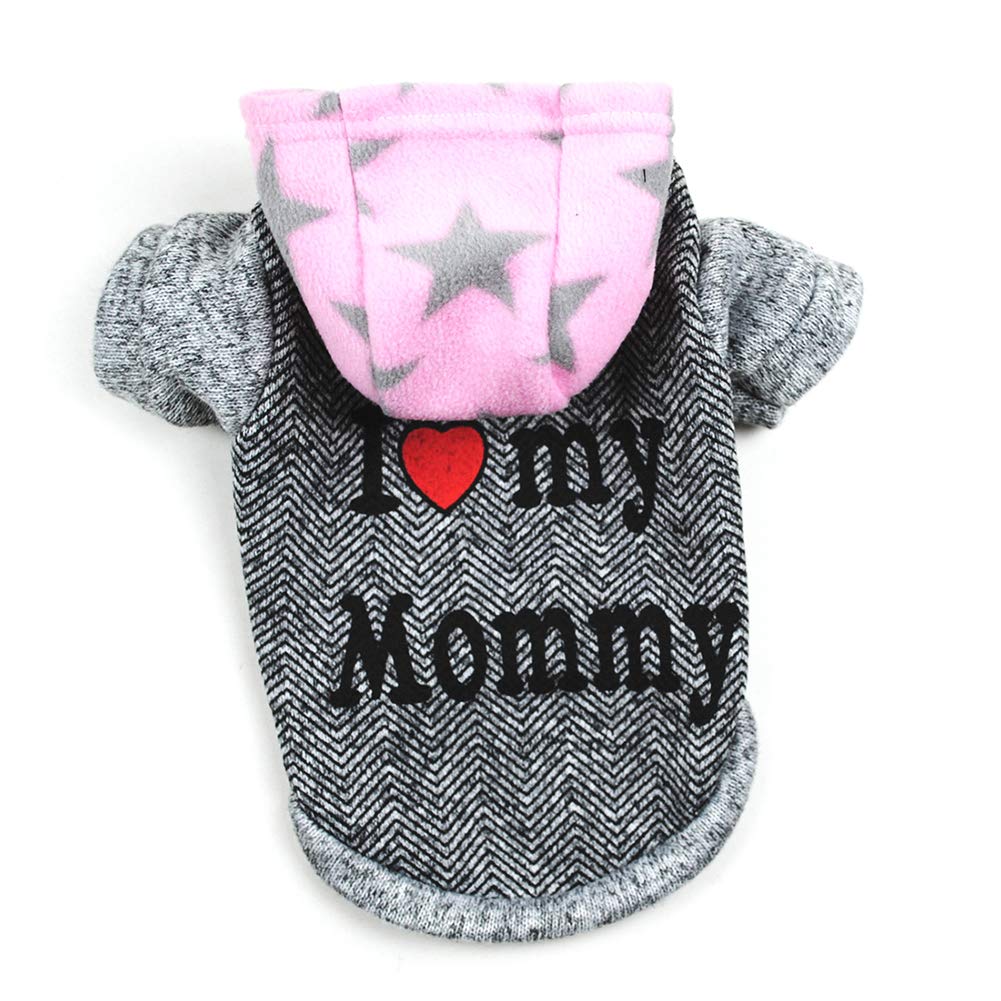 SONGBIRDTH Dog Hoodie - I Love Daddy Mommy Pet Costume Jacket for Small & Medium Dogs | Cozy Winter Apparel for Puppies & Indoor Playtime