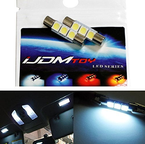 2-Pack Xenon White 3 SMD 6641 LED Bulbs for Car Sun Visor Vanity Mirror Lights - Perfect for Nighttime Makeup & Interior Lighting Upgrade