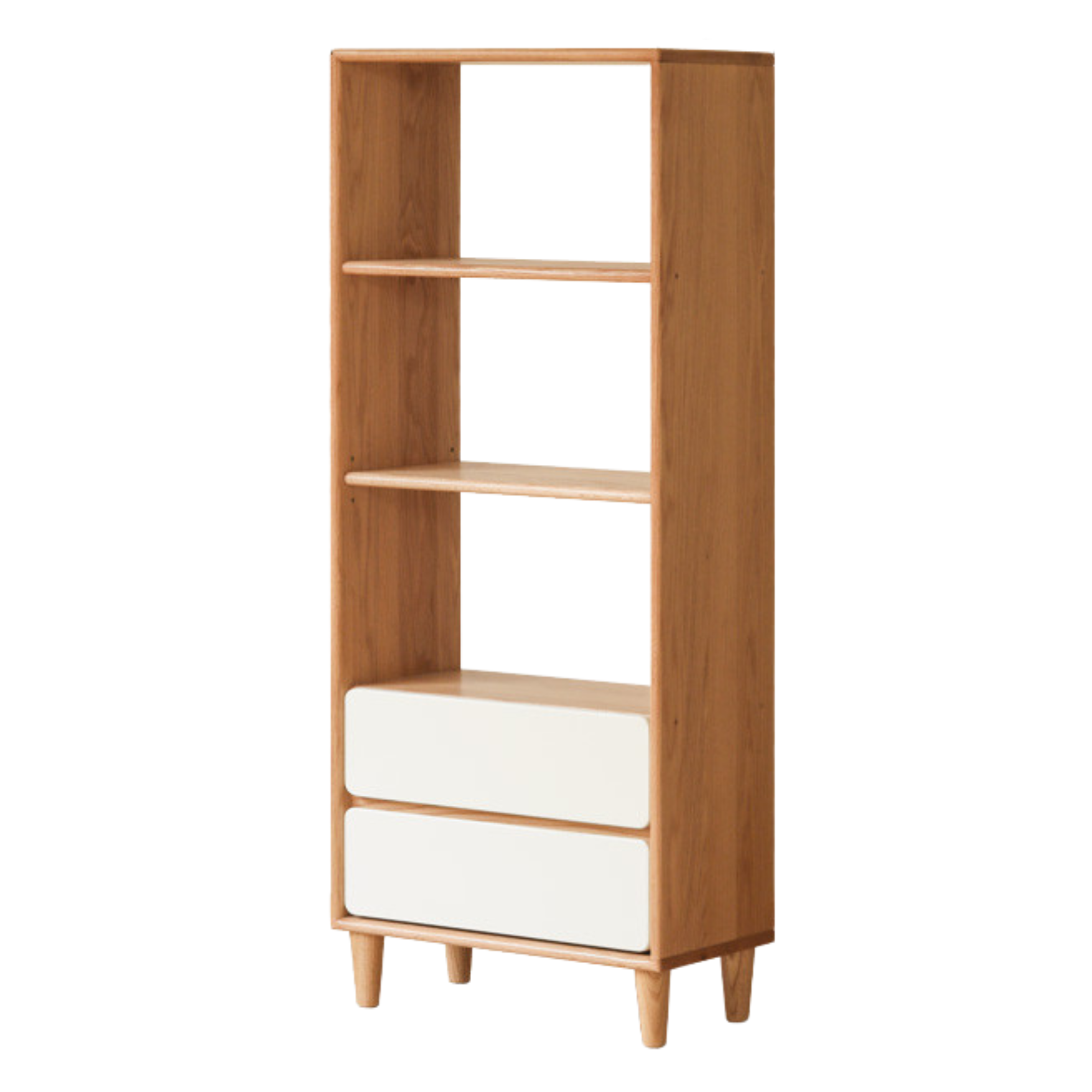 Solid Oak Wood Modern Bookcase Shelf - Stylish Storage for Living Room, Office & Bedroom - Perfect for Books, Decor & Organizing