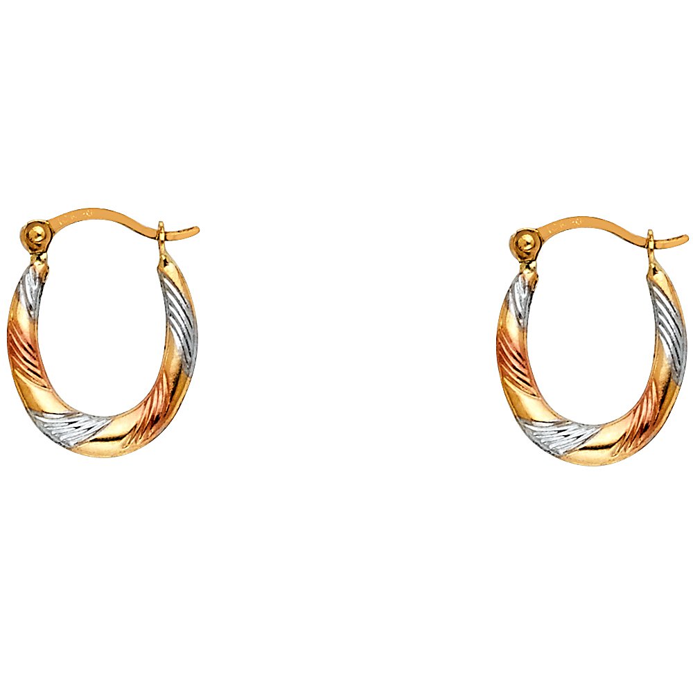 14K Tri-Color Gold Hoop Earrings - Rope Knot Twist Weave Design for Women | Perfect for Parties, Weddings & Everyday Wear