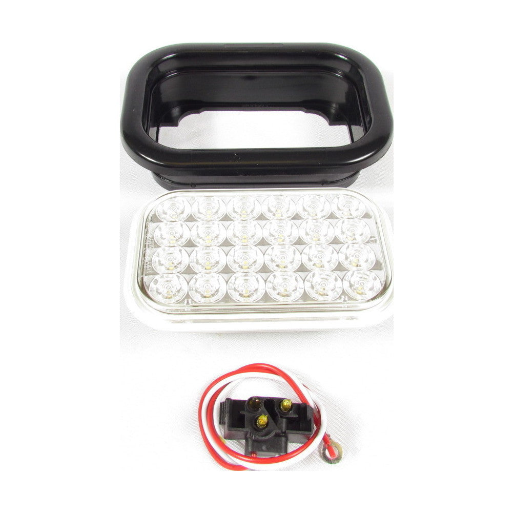 Fortpro 5 5/16 x 3 7/16 Inch White Rectangular LED Backup Light with 24 Bright LEDs & Clear Lens - F235306 | Perfect for Trucks, Trailers & Marine Vehicles