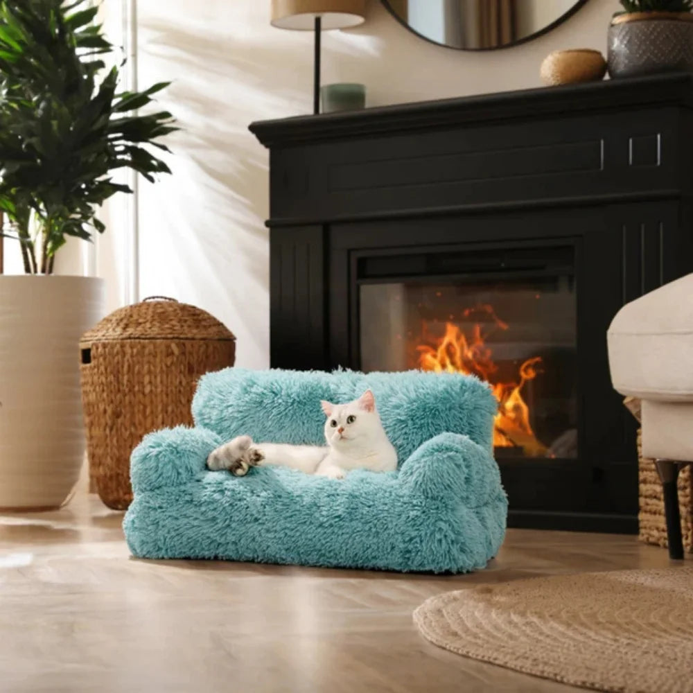 Fluffy Pet Sofa Bed for Dogs & Cats - Cozy Washable Pet Lounger for Small to Medium Pets - Perfect for Living Room, Bedroom, or Office