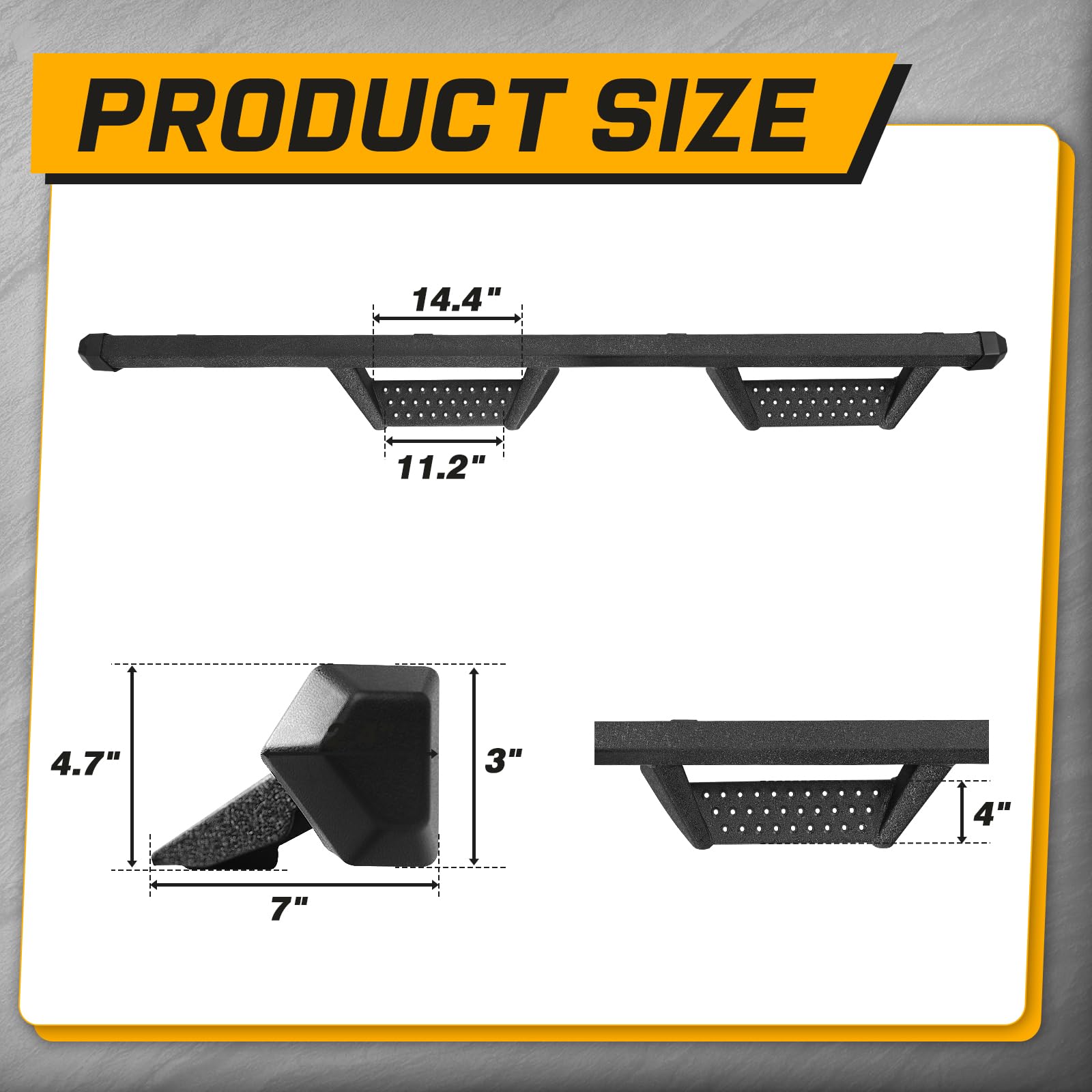 2007-2018 Jeep Wrangler JK JKU Unlimited 4-Door Drop Down Running Boards - Dual-Stage Textured Black Powder Coated 4