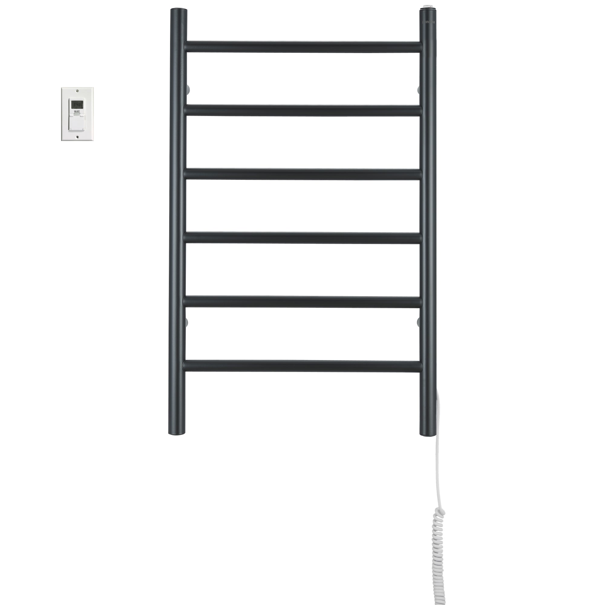 Ancona Comfort 6 Wall Mount Electric Towel Warmer - Plug In or Hardwire Installation with Timer - Matte Black Finish for Bathroom, Spa & Luxury Home Use